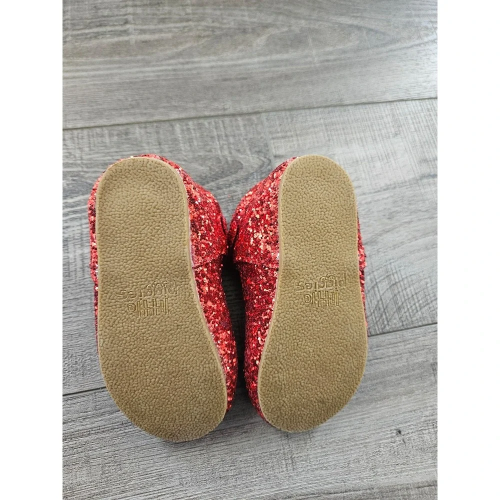 Little piggies baby girl red sparkle shoes‎ size 18-24 mos